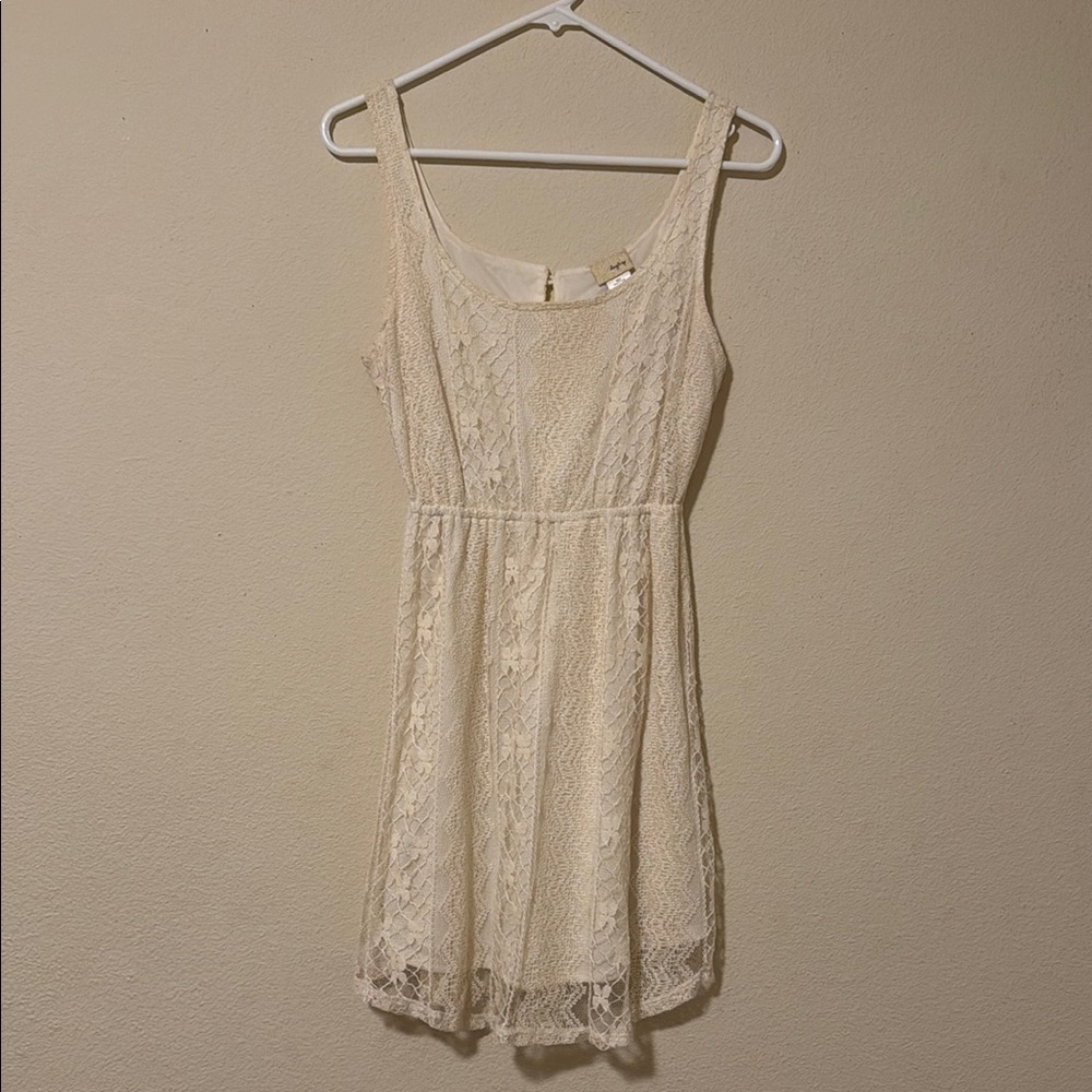 Daytrip Cream Sundress Sleeveless Scoop Neck Mini